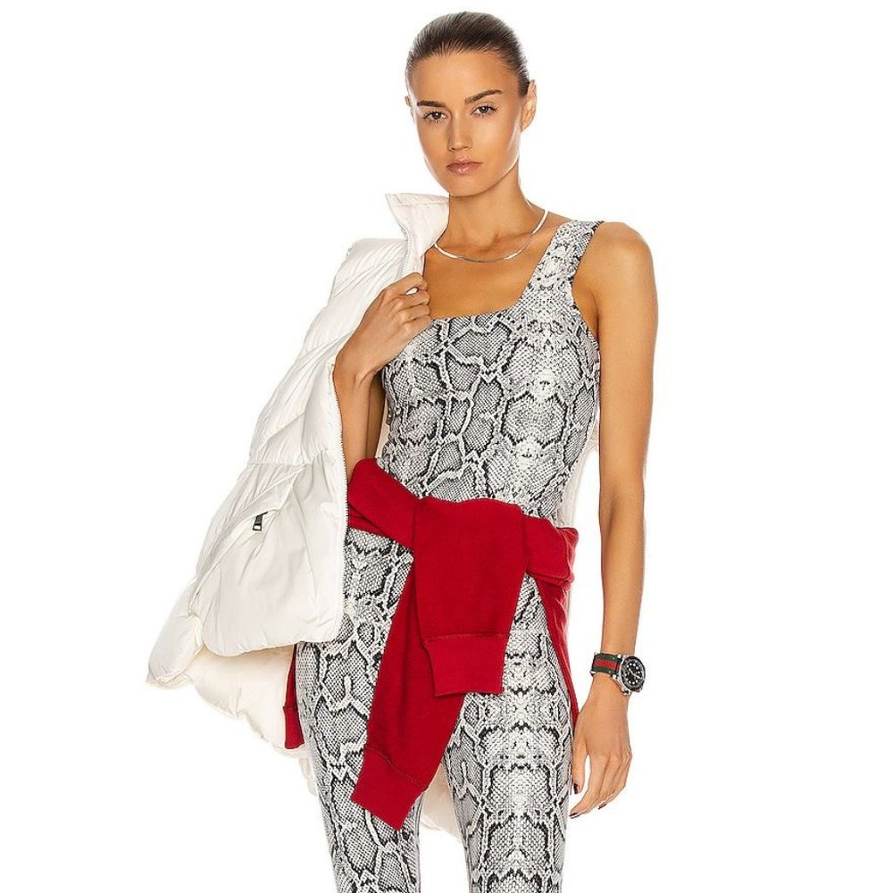 Snake Print Sleeveless Jumpsuit - Black & White